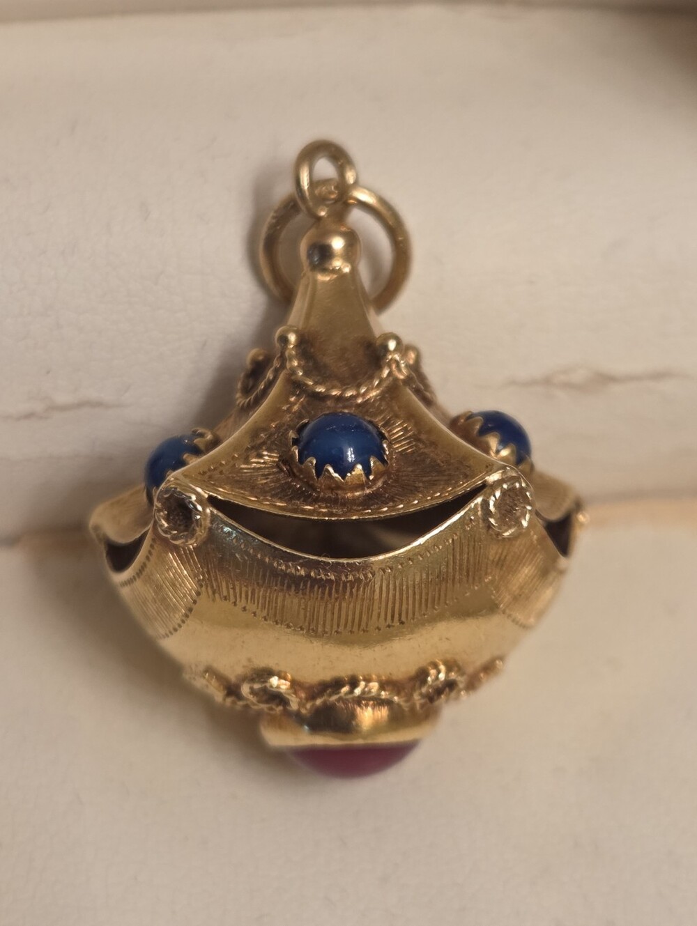 Etruscan Muti Gemstones 18k Yellow Gold Charm Pendant